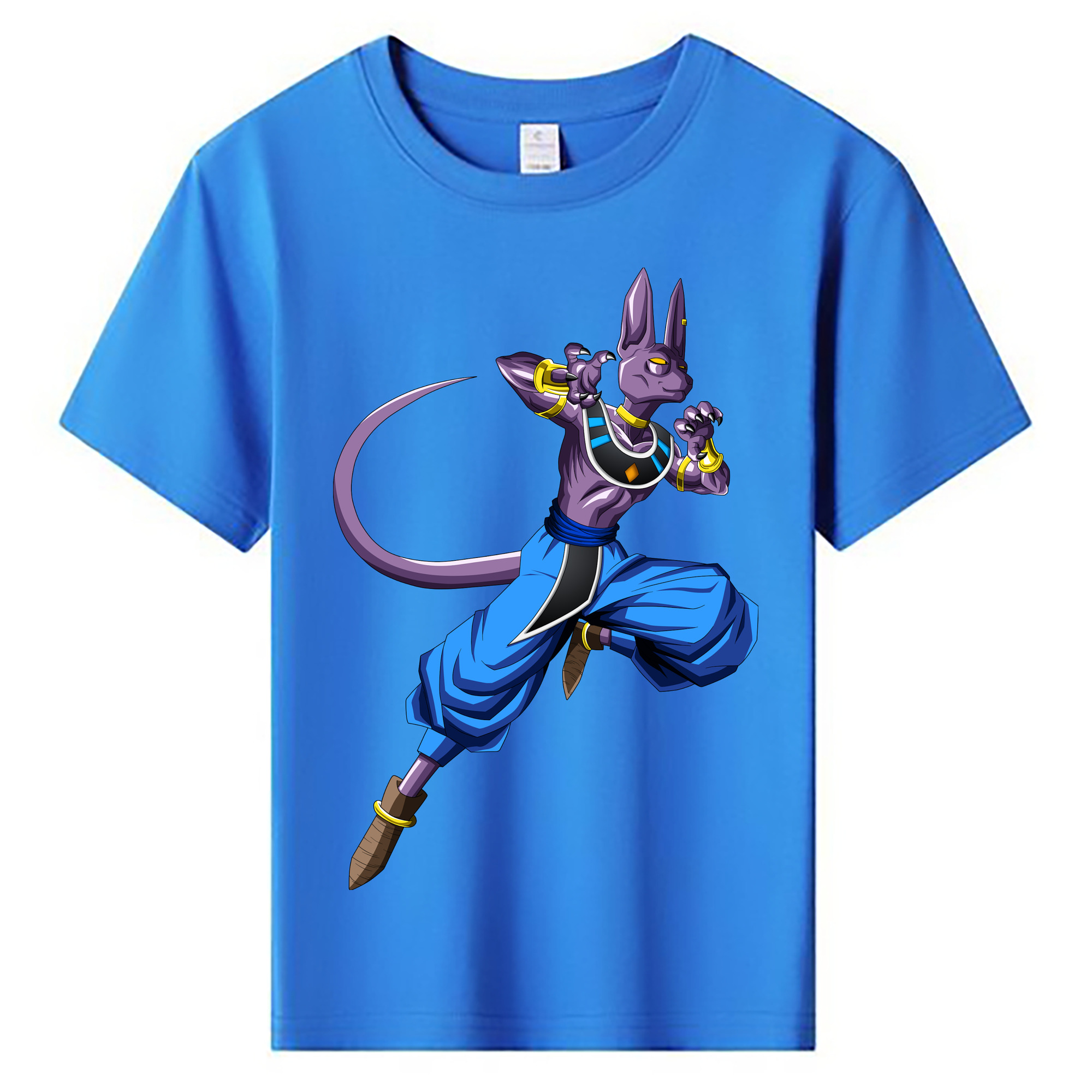 （画像用） ドラゴンボール ビルス 破壊神ビルス DRAGON BALL Beerus Birusu 綿100％キッズTシャツ（フロントプリント）